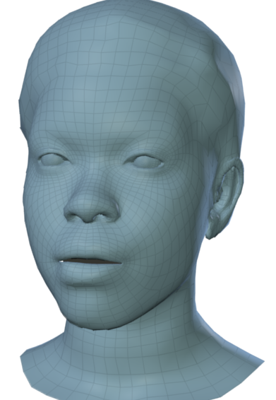generalizes across face shapes. Each row shows the template of a subject selected from the static BU-3DFE face database~ (left), and three randomly selected animation frames, driven by the same audio input (right).