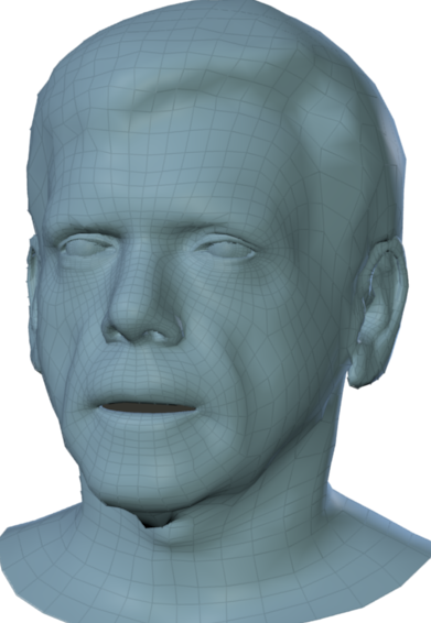 generalizes across face shapes. Each row shows the template of a subject selected from the static BU-3DFE face database~ (left), and three randomly selected animation frames, driven by the same audio input (right).