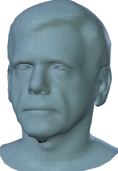 generalizes across face shapes. Each row shows the template of a subject selected from the static BU-3DFE face database~ (left), and three randomly selected animation frames, driven by the same audio input (right).