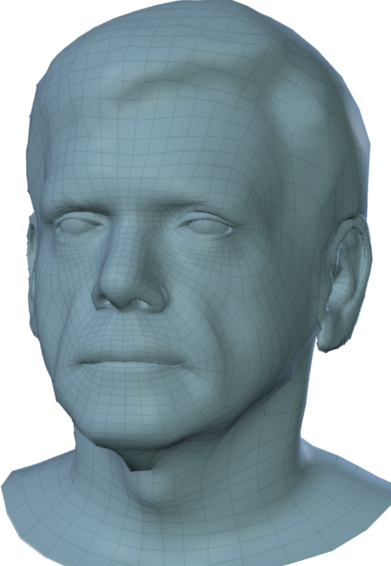generalizes across face shapes. Each row shows the template of a subject selected from the static BU-3DFE face database~ (left), and three randomly selected animation frames, driven by the same audio input (right).