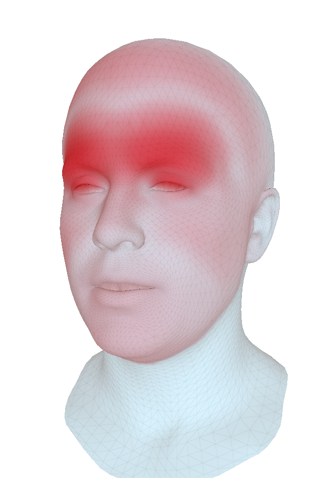 Impact of the audio and expression modalities on the generated face meshes. Audio steers primarily the mouth area but has also a visible impact on eyebrow motion. Expression meshes influence primarily the upper face parts including the eye lids.