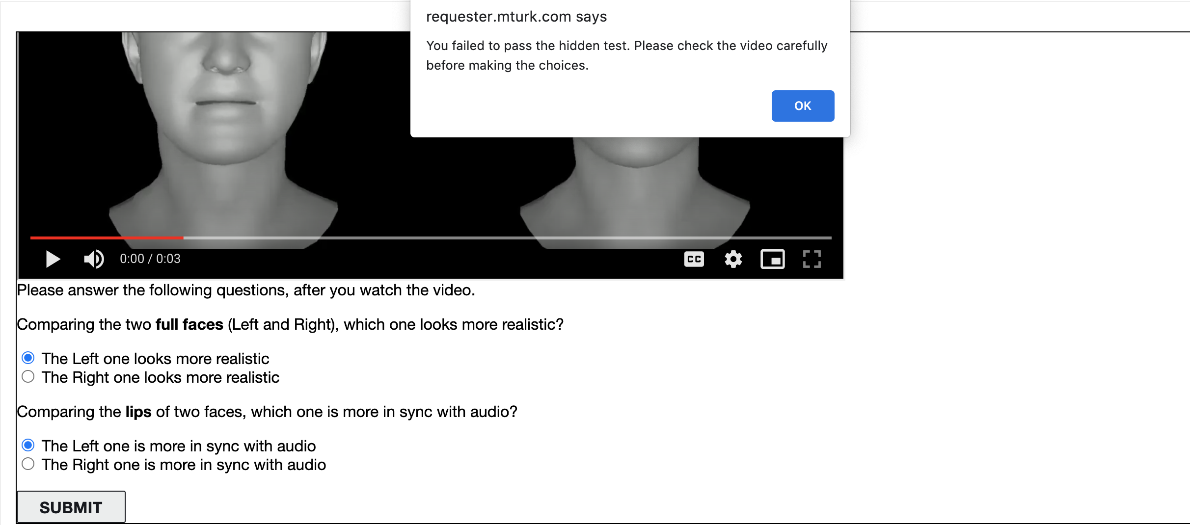 Screen shot of the warning message.