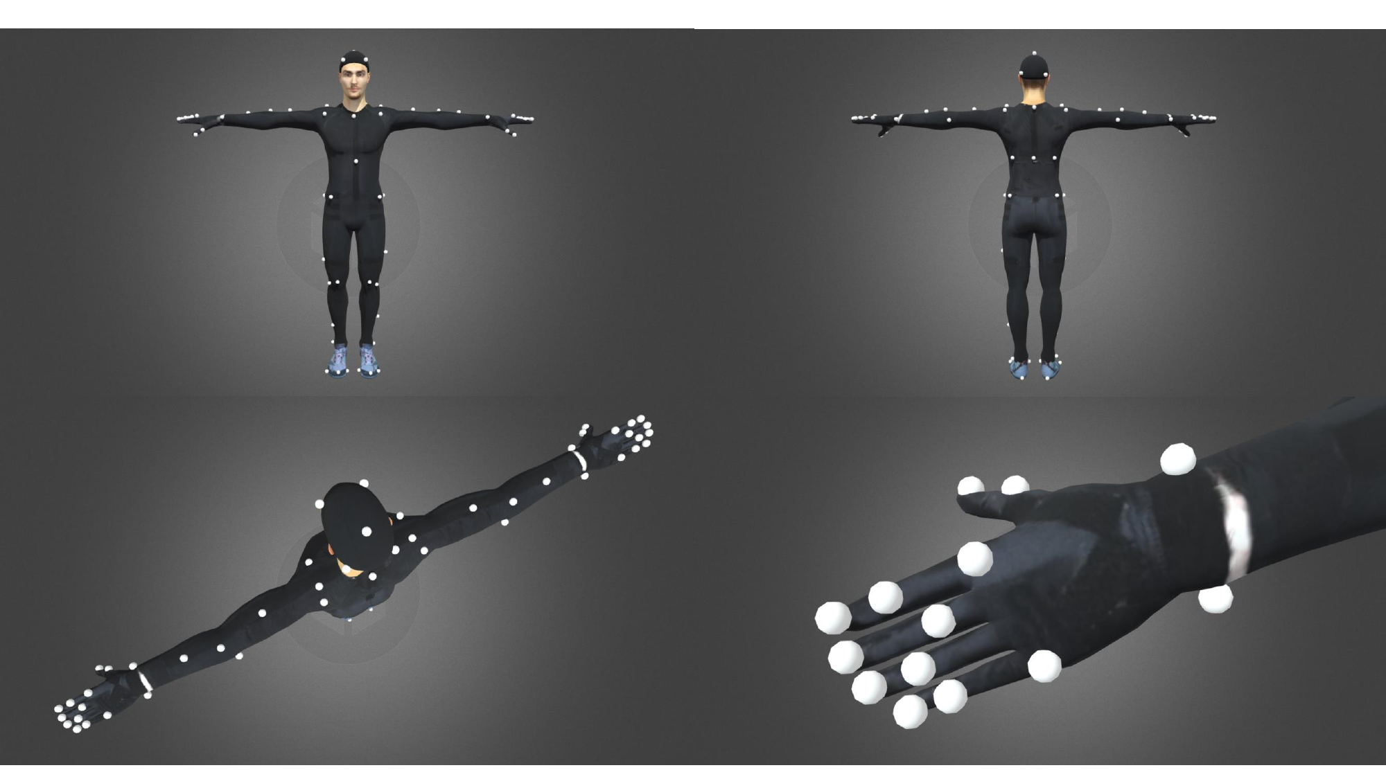 Positions of motion capture markers.