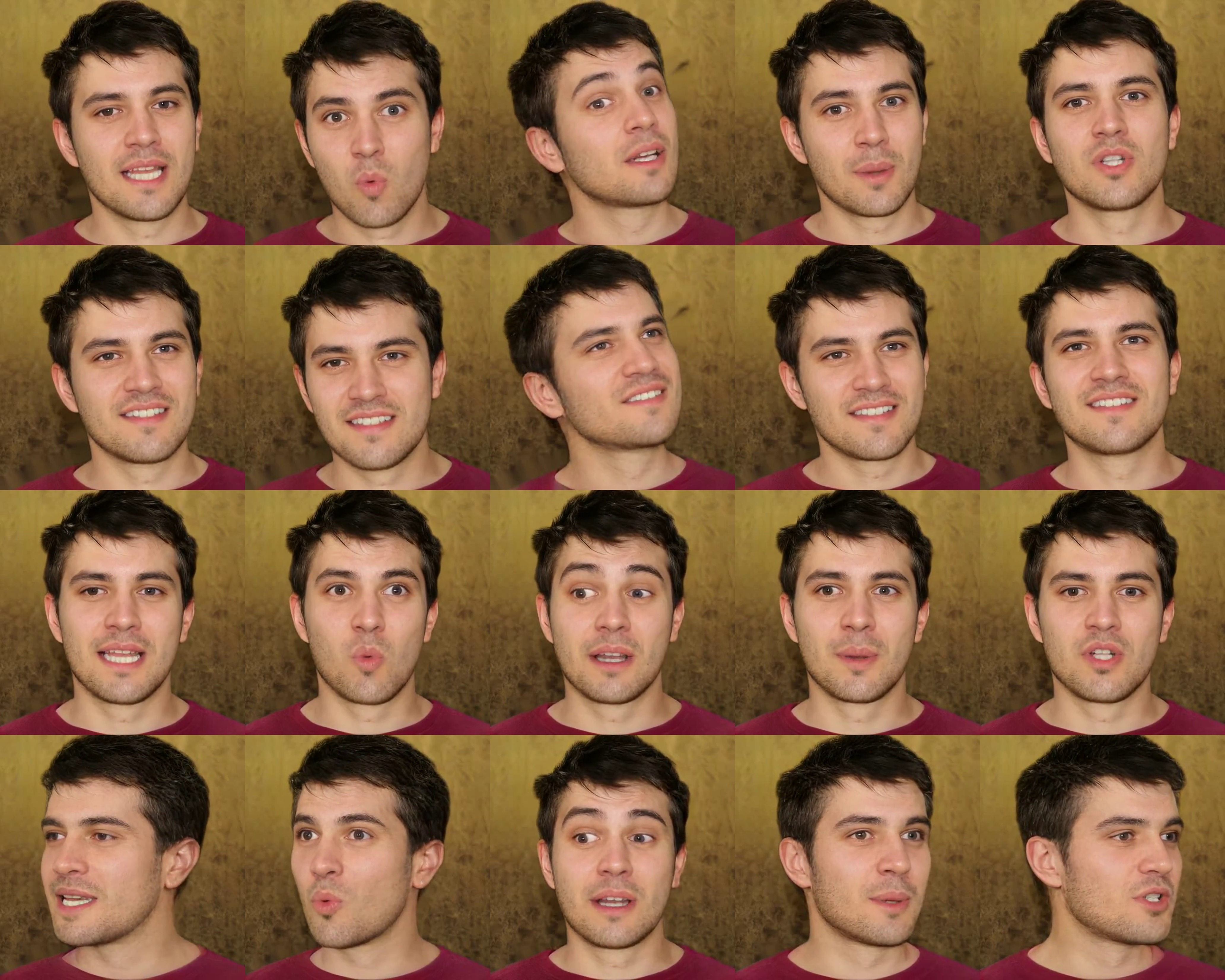 Disentanglement between head pose and facial dynamics. From top to bottom: the raw generated sequence, applying generated poses with fixed initial facial dynamics, and applying generated facial dynamics with fixed initial head pose and pre-defined spinning poses, respectively.