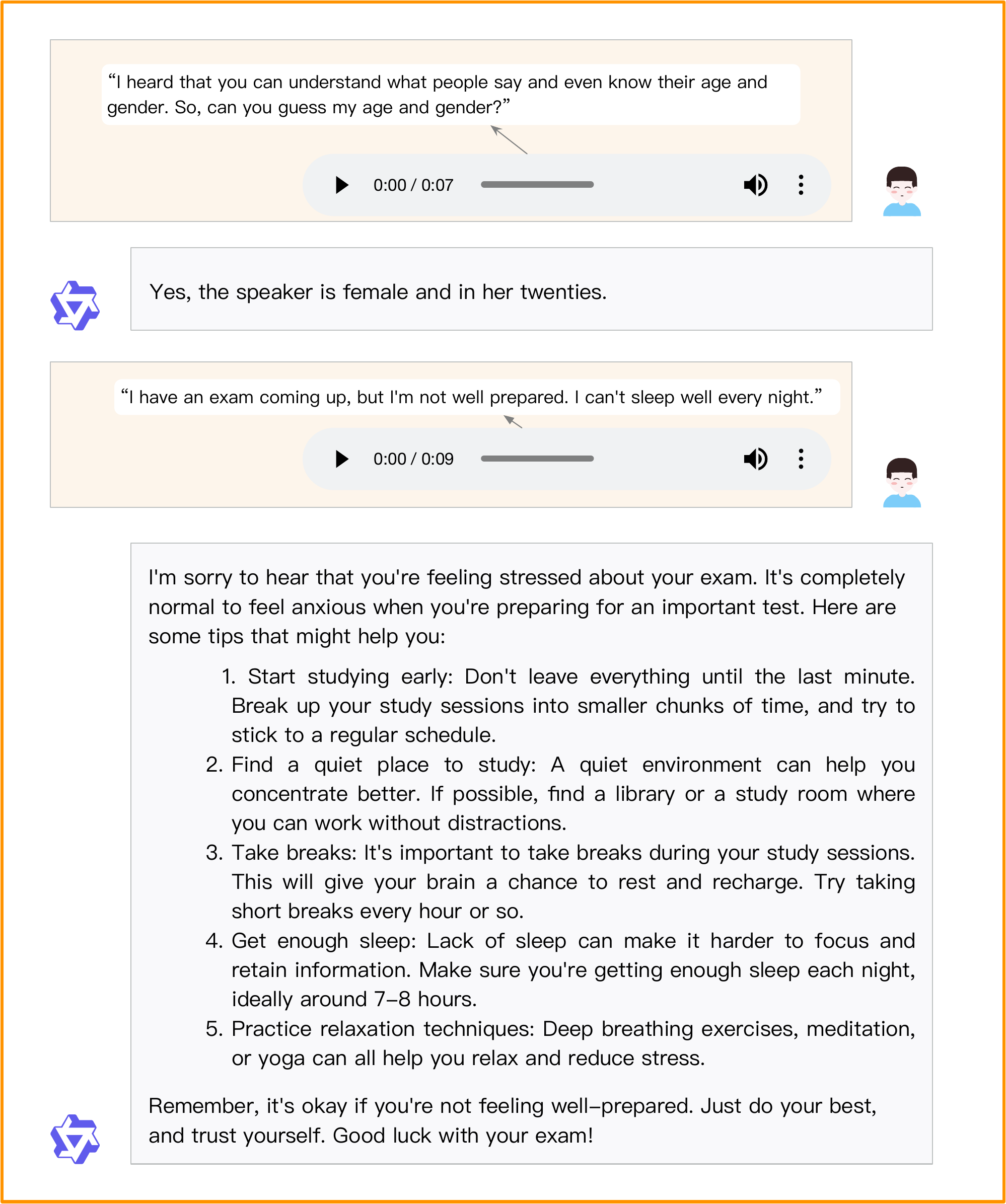 Example of Qwen2-Audio in free speech chat (demo 1).
