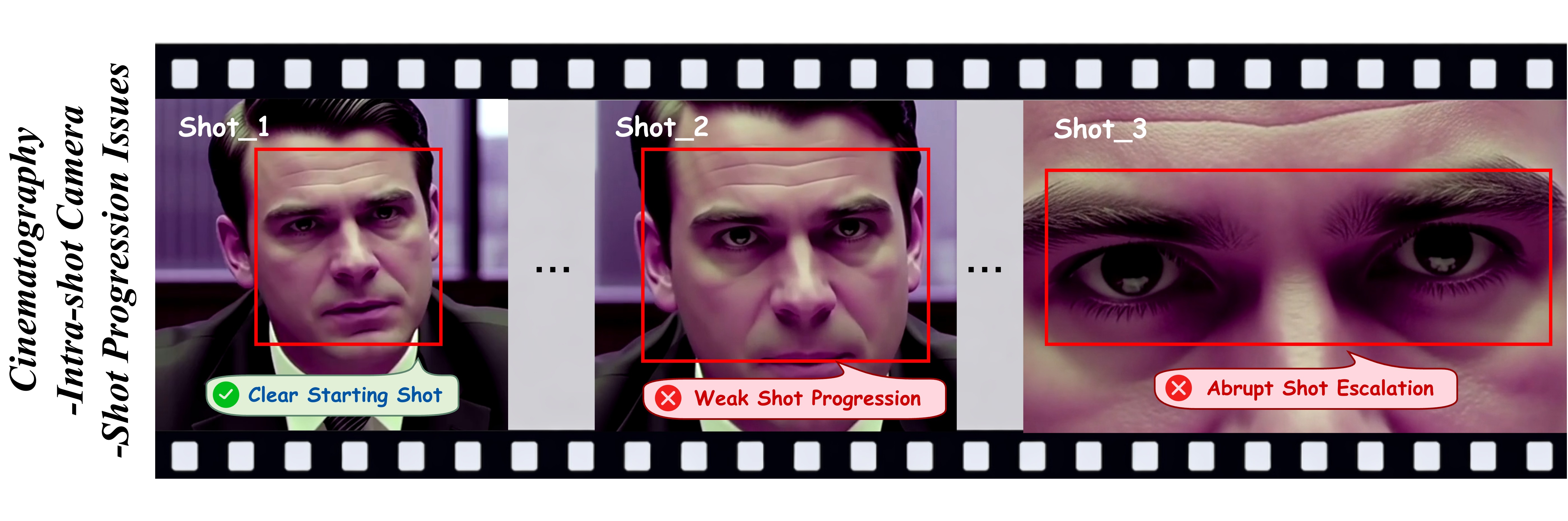 Cinematography-level failure case: weak shot progression and abrupt escalation.