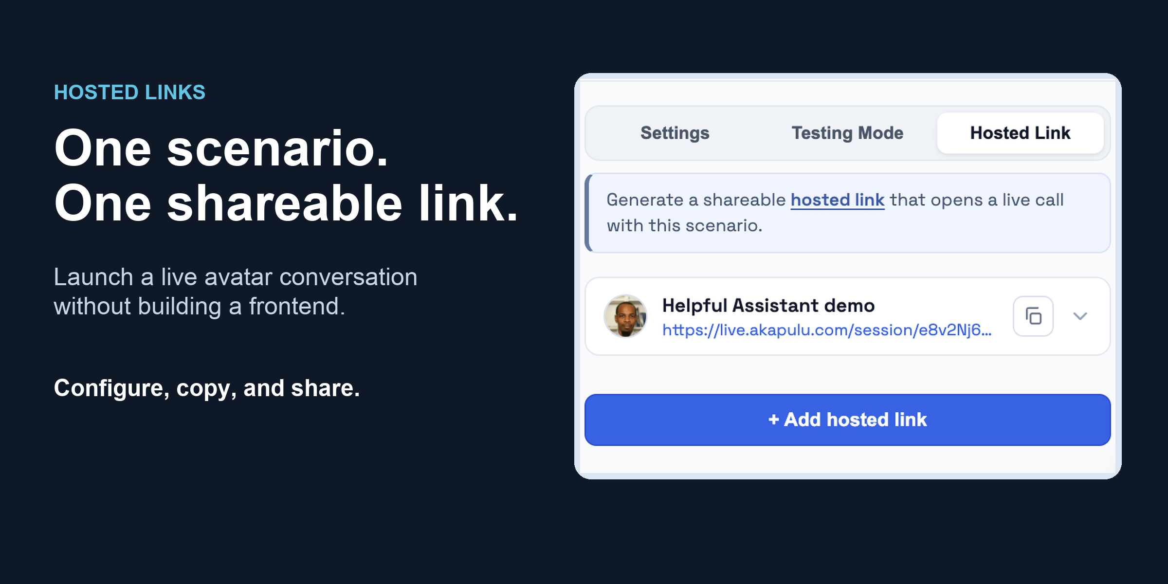 Hosted Links: Launch a Live Avatar Conversation With One Link
