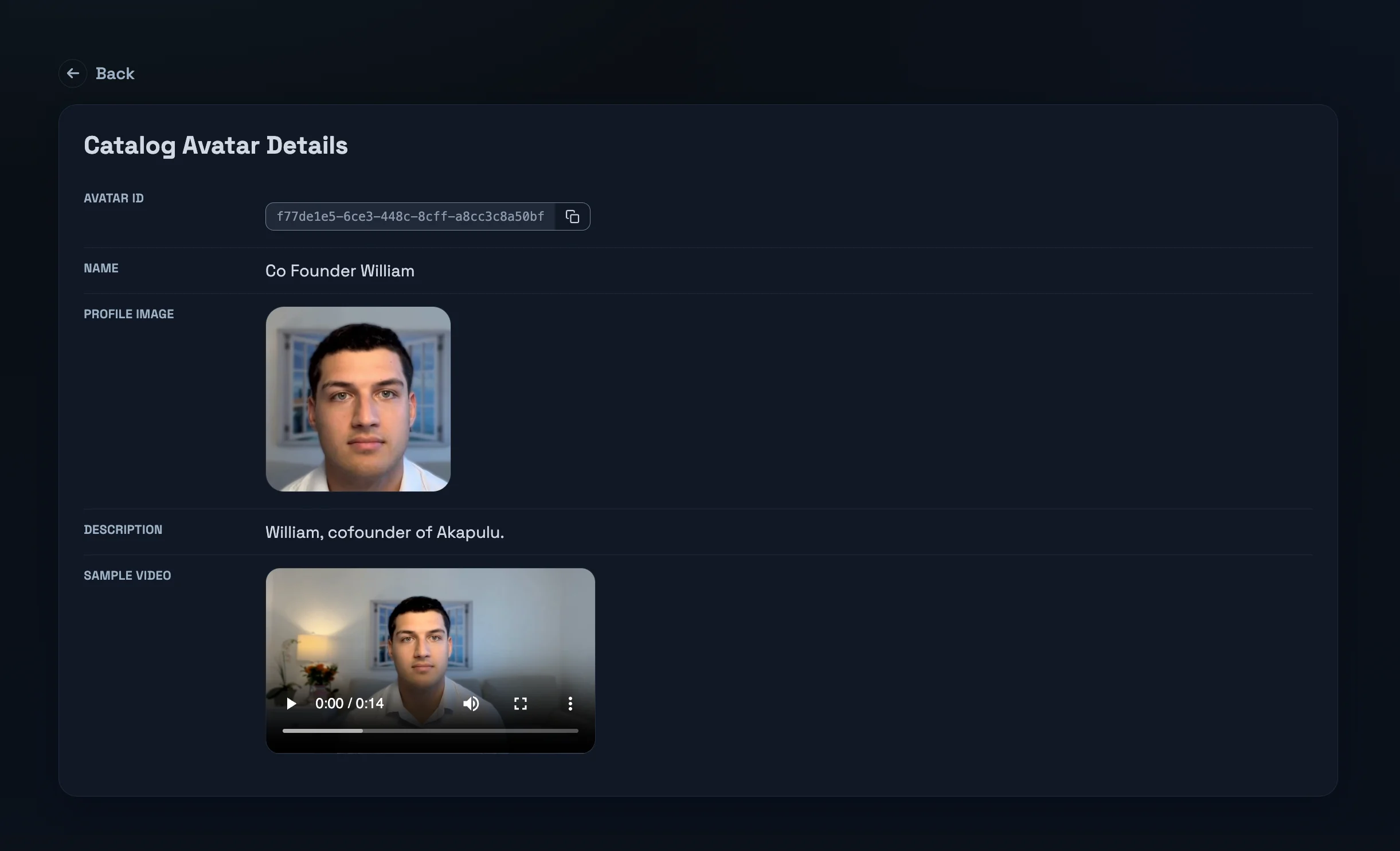 Akapulu avatar catalog for pairing avatars with scenarios